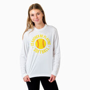 Softball Long Sleeve Performance Tee - I'd Rather Be Playing Softball Distressed