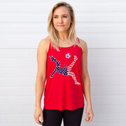 Soccer Flowy Racerback Tank Top - Girls Soccer Stars and Stripes Player