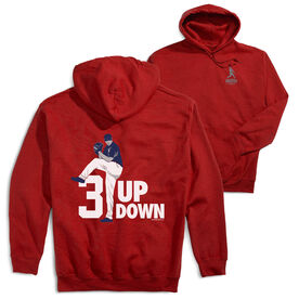 Baseball Hooded Sweatshirt - 3 Up 3 Down (Back Design) [Youth Small/Red] - SS