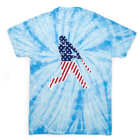Baseball Short Sleeve T-Shirt - Baseball Stars and Stripes Player Tie Dye