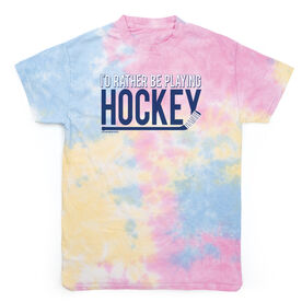 Hockey Short Sleeve T-Shirt - I'd Rather Be Playing Hockey Tie Dye
