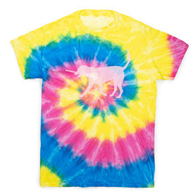 Girls Lacrosse Short Sleeve T-Shirt - LuLa The LAX Dog (Pink) Tie Dye