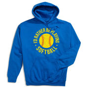 Softball Hooded Sweatshirt - I'd Rather Be Playing Softball Distressed