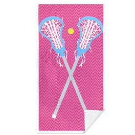 Girls Lacrosse Premium Beach Towel - Crossed Sticks Pink