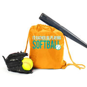 I'd Rather Be Playing Softball Drawstring Backpack