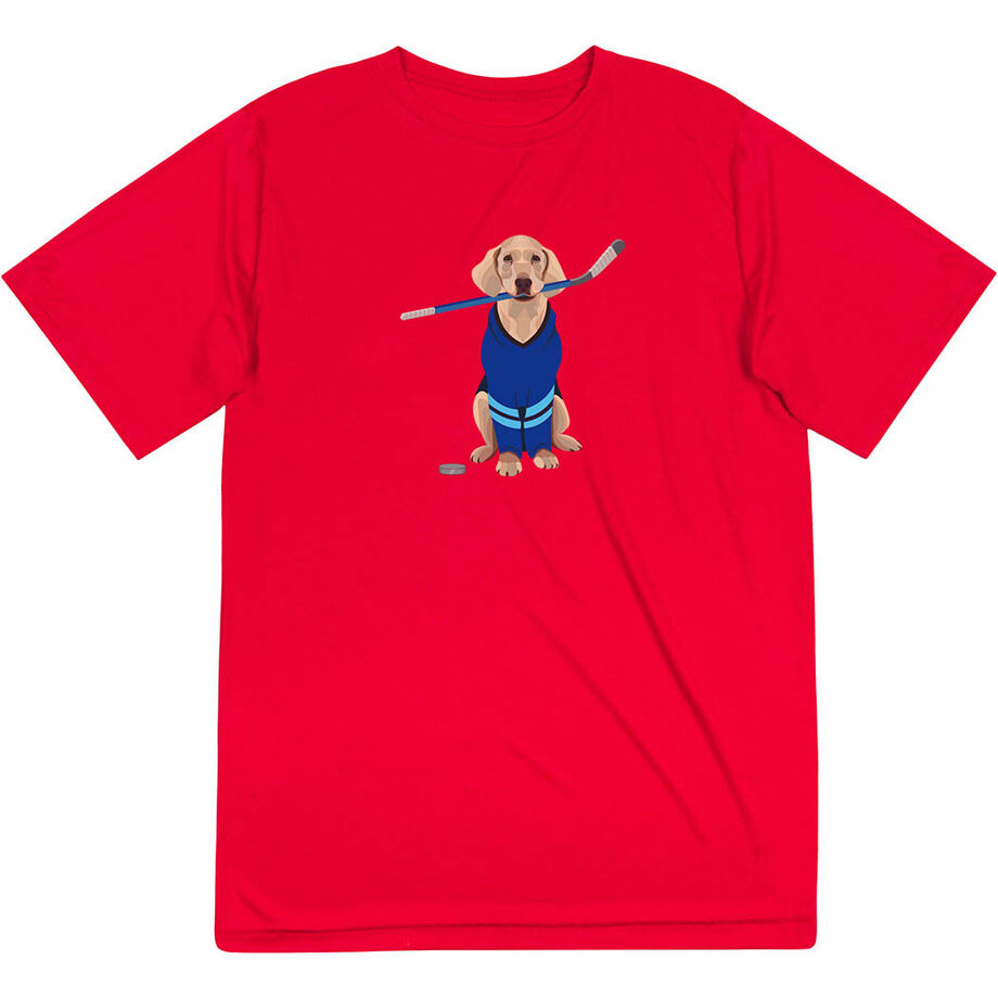 Hockey Short Sleeve Performance Tee - Puck The Hockey Dog