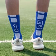 Team Number Woven Mid-Calf Socks - Blue