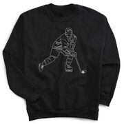 Hockey Crewneck Sweatshirt - Hockey Player Sketch