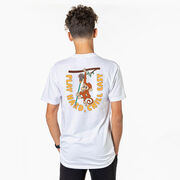 Guys Lacrosse Short Sleeve T-Shirt - Play Hard, Chill Easy (Back Design)