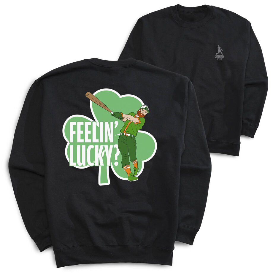 Baseball Crewneck Sweatshirt - Feelin' Lucky Baseball (Back Design)