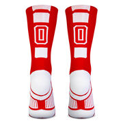 Team Number Woven Mid-Calf Socks - Red