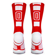 Team Number Woven Mid-Calf Socks - Red