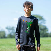 Guys Lacrosse Long Sleeve Performance Tee - Lacrosse Leprechaun