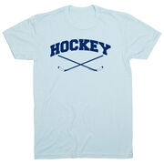 Hockey Tshirt Short Sleeve Hockey Crossed Sticks Logo