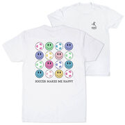 Soccer Short Sleeve T-Shirt - Soccer Makes Me Happy (Back Design)