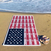Guys Lacrosse Premium Beach Towel - Patriotic Lacrosse