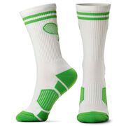 Tennis Woven Mid-Calf Socks - Crossed Racquets - Green