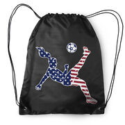 Soccer Drawstring Backpack - Girls Soccer Stars and Stripes Player