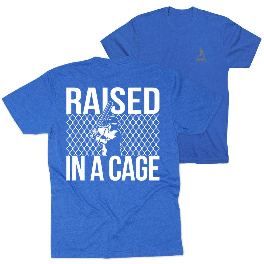 Baseball Short Sleeve T-Shirt - Raised in a Cage Baseball (Back Design)