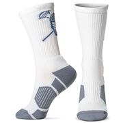 Guys Lacrosse Mid-Calf Socks - Lax Helmet - White