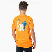 Guys Lacrosse Short Sleeve T-Shirt - My Goal Is To Deny Yours Defenseman (Back Design)