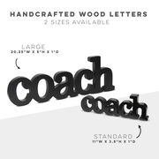 Large Coach Wood Words Ready for Team to Autograph