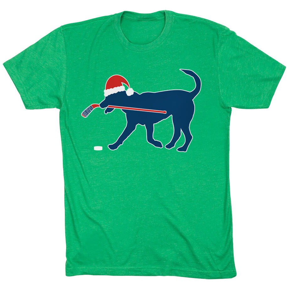 Hockey T-Shirt Short Sleeve Christmas Dog