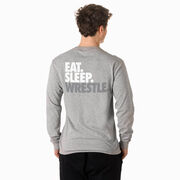 Wrestling Tshirt Long Sleeve - Eat. Sleep. Wrestle (Back Design)