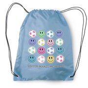 Soccer Drawstring Backpack - Soccer Makes Me Happy