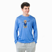 Guys Lacrosse Long Sleeve Performance Tee - Laxer the Lacrosse Dog
