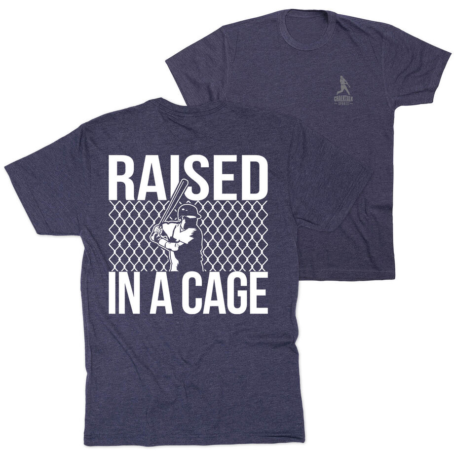 Baseball Short Sleeve T-Shirt - Raised in a Cage Baseball (Back Design)
