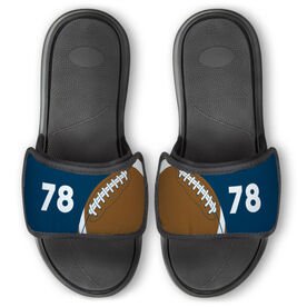 Football Repwell&reg; Slide Sandals - Ball and Number Reflected