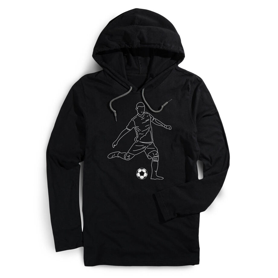 Men's Soccer Lightweight Hoodie - Soccer Guy Player Sketch