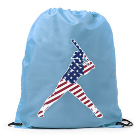 Softball Drawstring Backpack - Softball Stars and Stripes Player