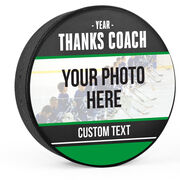 Personalized Hockey Puck - Thanks Coach with Photo (Wide)