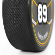 Personalized Hockey Puck - Number With Crossed Sticks