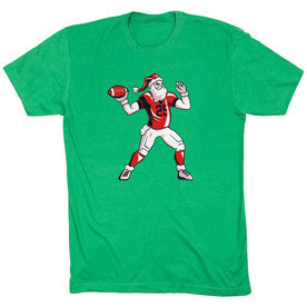 Football Short Sleeve T-Shirt - Touchdown Santa [Green/Youth X-Small] - SS