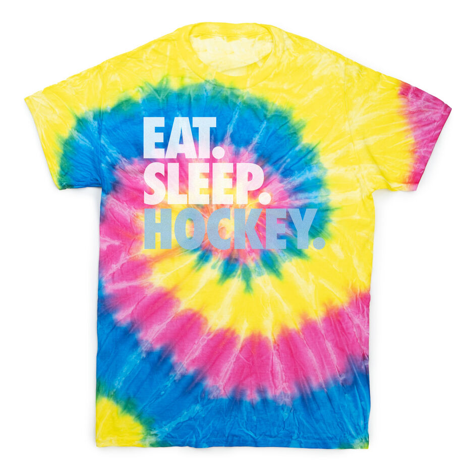 Hockey Short Sleeve T-Shirt - Eat. Sleep. Hockey Tie Dye