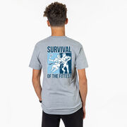 Guys Lacrosse Short Sleeve T-Shirt - Survival of the Fittest (Back Design)
