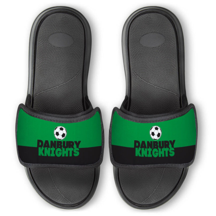 Soccer Repwell&reg; Slide Sandals - Team Name Colorblock - Personalization Image