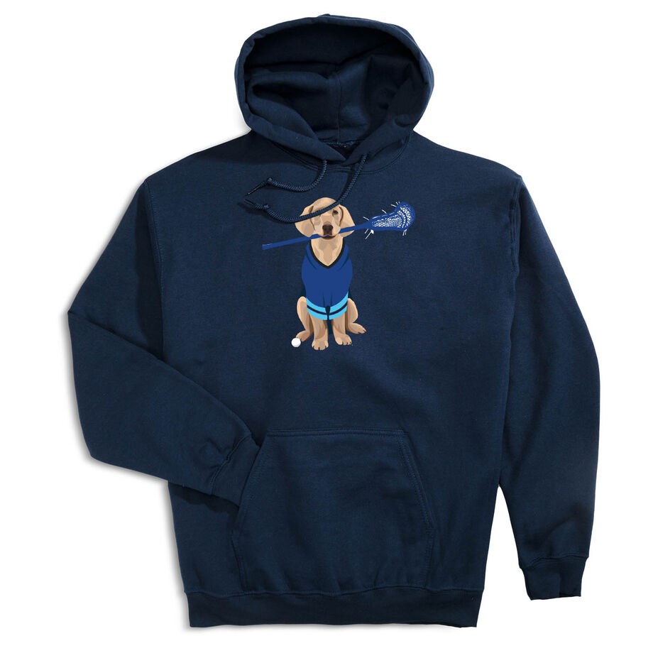 Guys Lacrosse Hooded Sweatshirt - Laxer the Lacrosse Dog