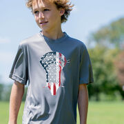 Guys Lacrosse Short Sleeve Performance Tee - Patriotic Stick