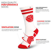 Volleyball Woven Mid-Calf Socks - Ball (White/Red)