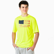 Guys Lacrosse Short Sleeve Performance Tee - American Flag