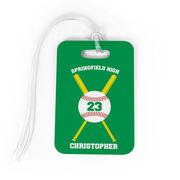 Baseball Bag/Luggage Tag - Personalized Baseball Team with Crossed Bat