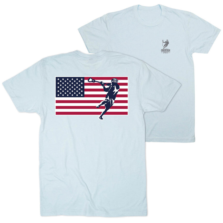 Guys Lacrosse Short Sleeve T-Shirt - Patriotic Lacrosse (Back Design)