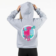 Girls Lacrosse Hooded Sweatshirt - Lacrosse Dog with Girl Stick (Back Design)