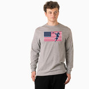 Guys Lacrosse Tshirt Long Sleeve - Patriotic Lacrosse