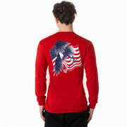 Guys Lacrosse Tshirt Long Sleeve - Lacrosse Eagle (Back Design)