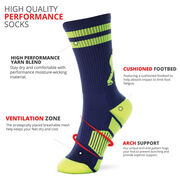 Hockey Woven Mid-Calf Socks - Player (Blue/Neon Yellow)